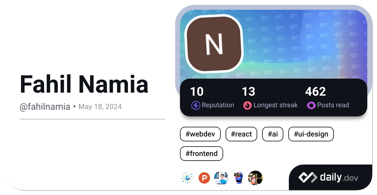 Fahil Namia (@fahilnamia) | daily.dev