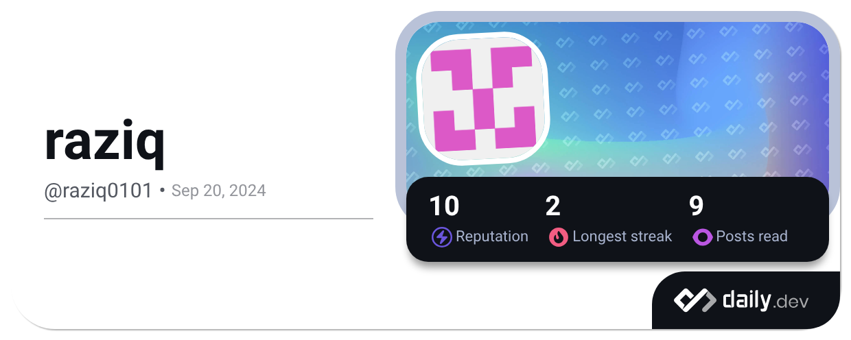 raziq (@raziq0101) | daily.dev