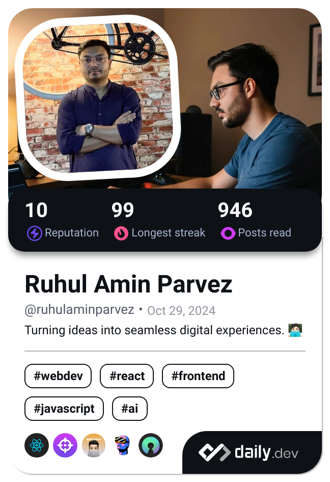 Ruhul Amin Parvez's Dev Card