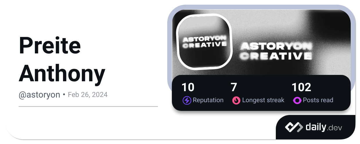 Preite Anthony's Dev Card