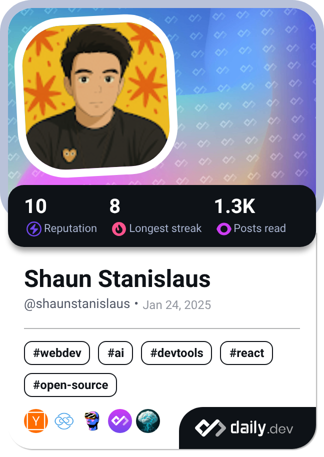 Shaun Stanislaus's Dev Card