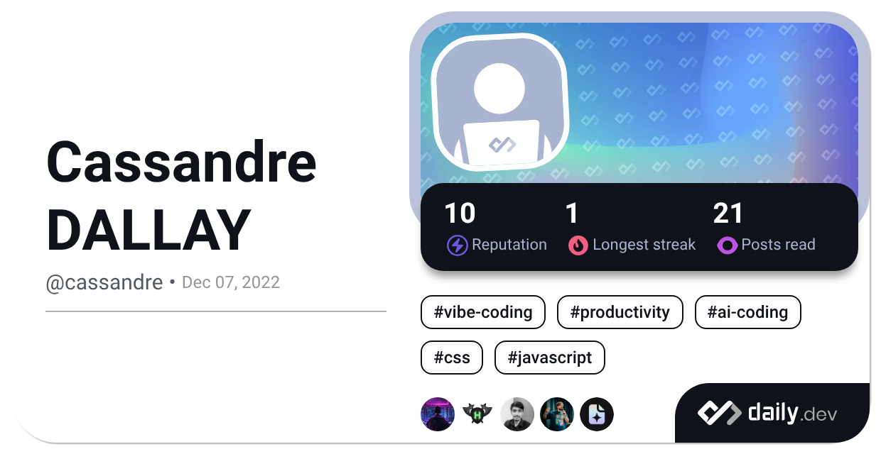 Recent posts by Cassandre DALLAY (@cassandre) | daily.dev