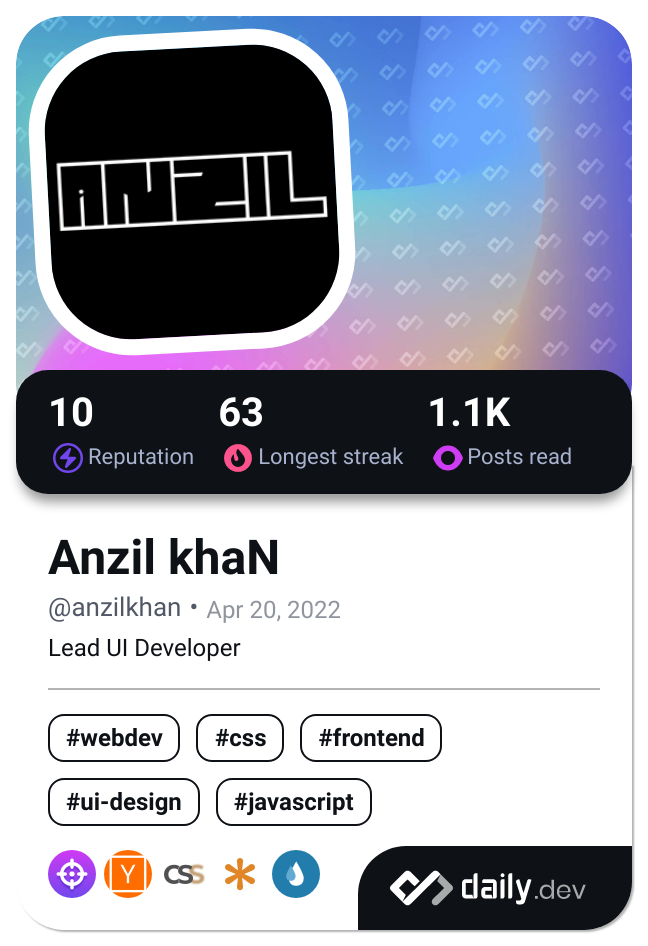 Anzil khaN's Dev Card