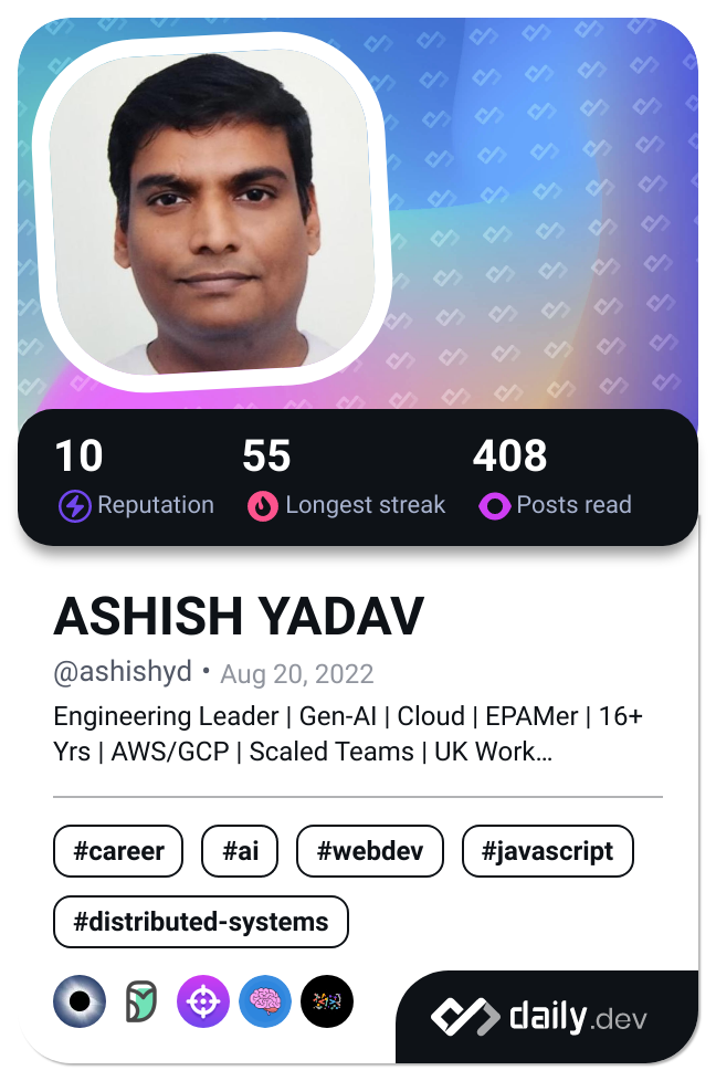 ASHISH YADAV's Dev Card