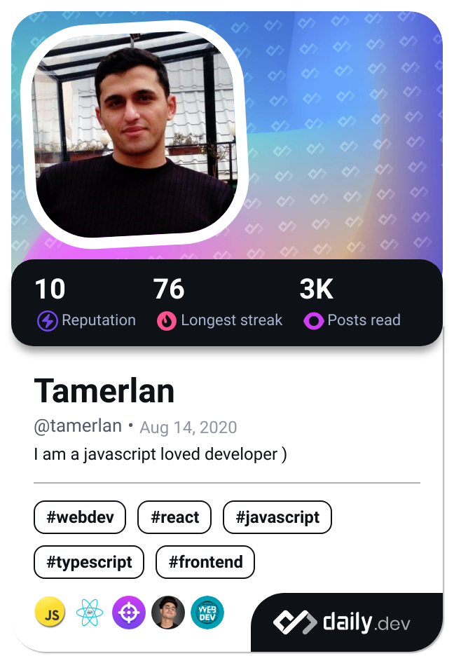 Tamerlan's Dev Card