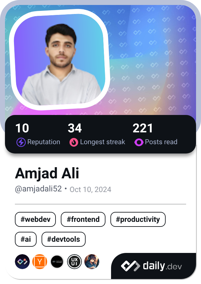 Amjad Ali's Dev Card